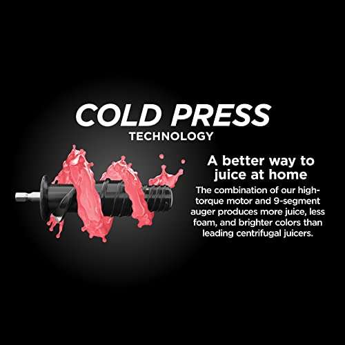 Ninja Cold Press Juicer, NeverClog Powerful Compact Slow Juicer with Total Pulp Control, XL Pulp Container and Juice Jug, Easy to Clean, JC151C (Canadian Version)