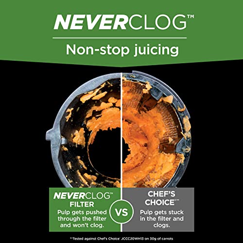 Ninja Cold Press Juicer, NeverClog Powerful Compact Slow Juicer with Total Pulp Control, XL Pulp Container and Juice Jug, Easy to Clean, JC151C (Canadian Version)