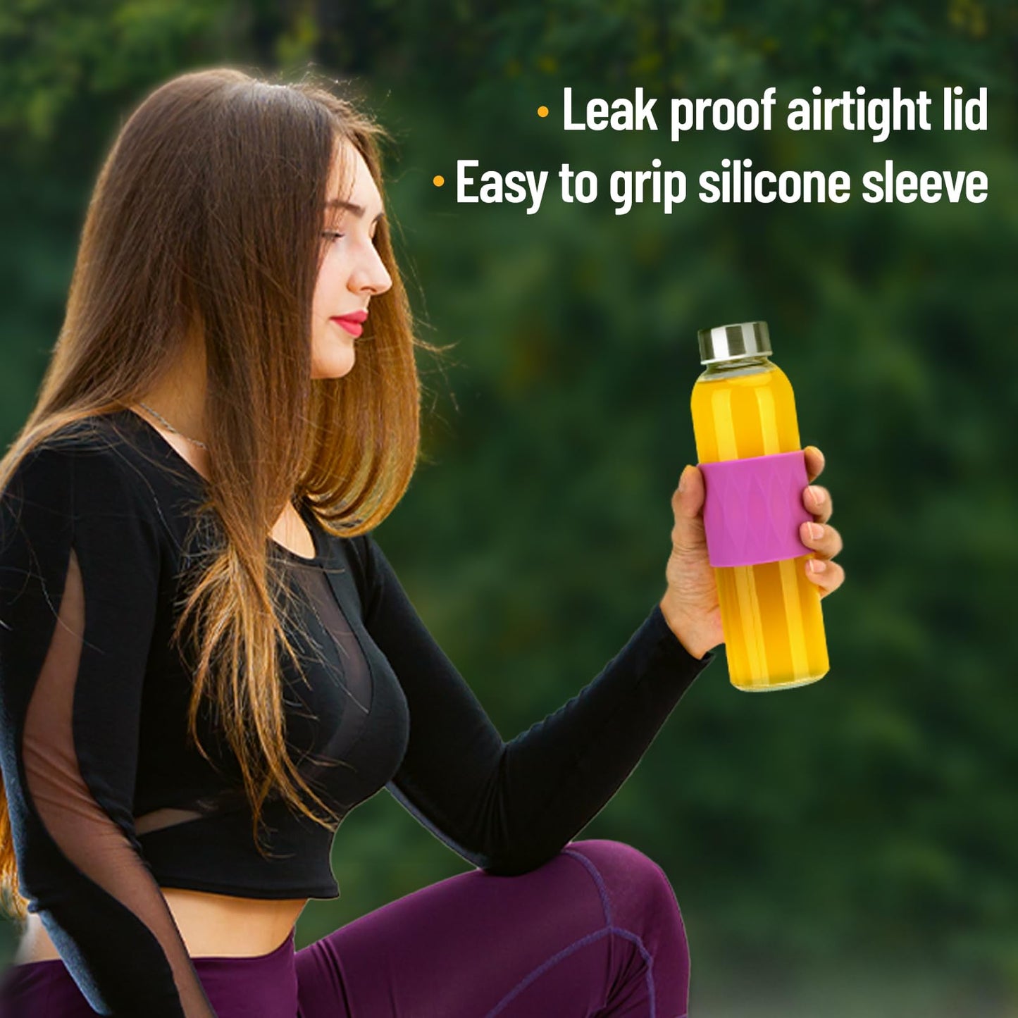 Zukro 18 oz Glass Juice Bottles with Lids for Juicing, Reusable Clear Glass Water Bottles with Stainless Steel Airtight Cap for Refrigerator, 100% Leak Proof, BPA Free, ECO Friendly, Set of 12