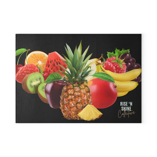 "The Dinner Table" -  Glass Cutting Board - Rise 'N Shine Collection - Black