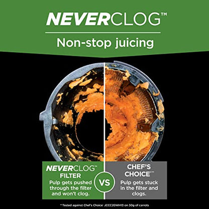 Ninja Cold Press Juicer, NeverClog Powerful Compact Slow Juicer with Total Pulp Control, XL Pulp Container and Juice Jug, Easy to Clean, JC151C (Canadian Version)