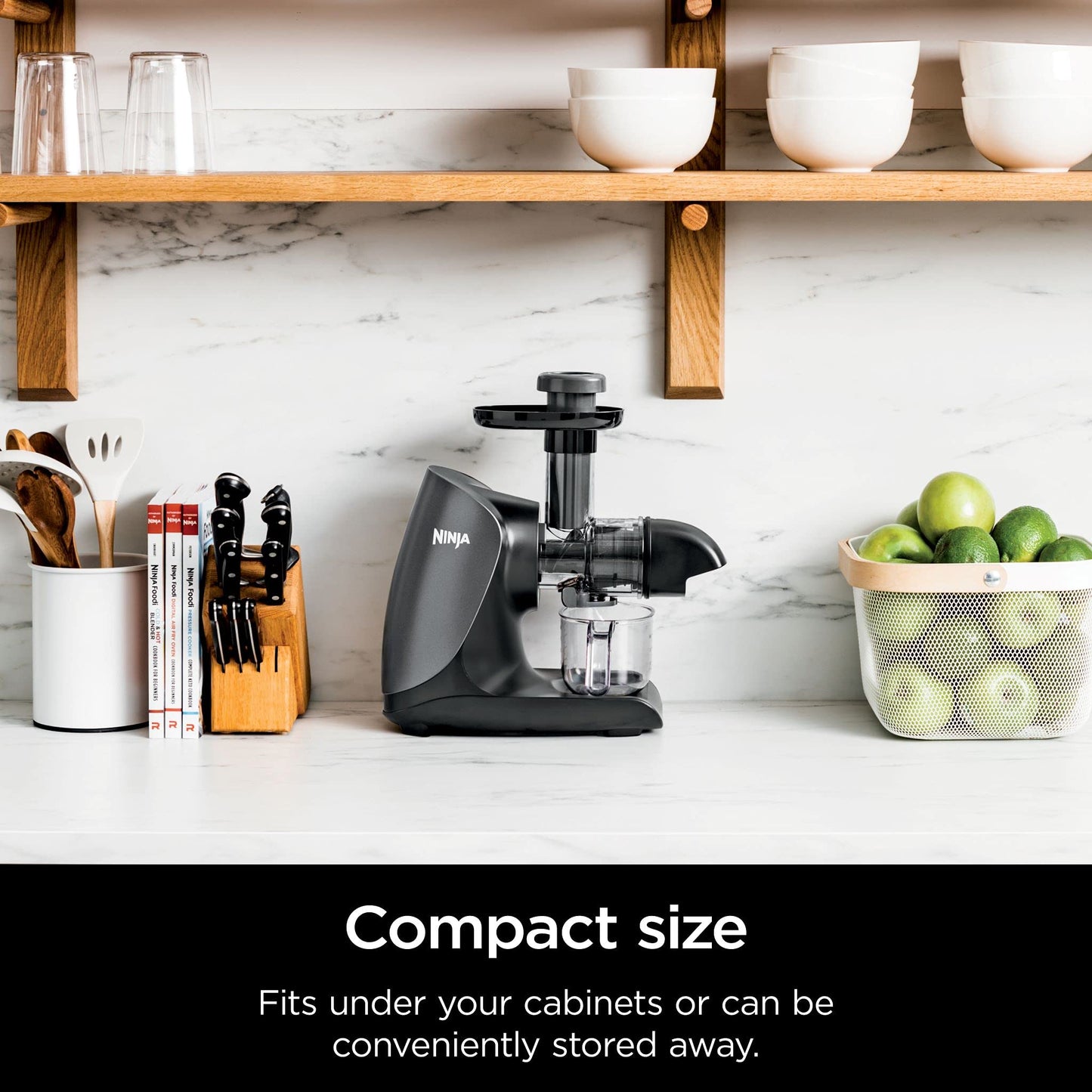 Ninja Cold Press Juicer, NeverClog Powerful Compact Slow Juicer with Total Pulp Control, XL Pulp Container and Juice Jug, Easy to Clean, JC151C (Canadian Version)