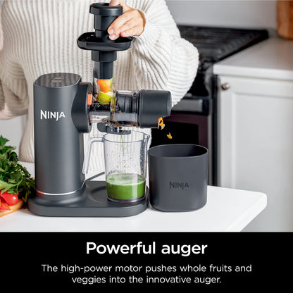 Ninja Cold Press Juicer, NeverClog Powerful Compact Slow Juicer with Total Pulp Control, XL Pulp Container and Juice Jug, Easy to Clean, JC151C (Canadian Version)
